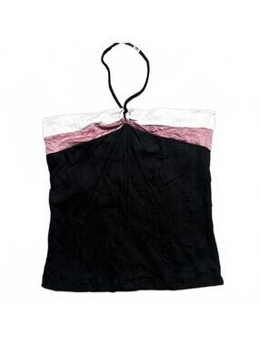 Y2K Debut Brand Black and Pink Halter Top Size M